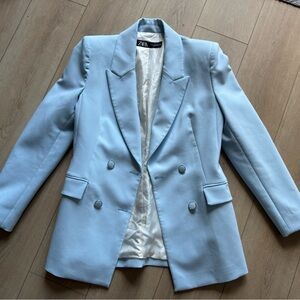 Zara Light Blue Double-Breasted Blazer